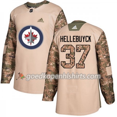 Winnipeg Jets Connor Hellebuyck 37 Adidas 2017-2018 Camo Veterans Day Practice Authentic Shirt - Mannen